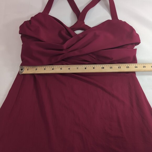 Lululemon Wrap it Up Tank Top Shirt Red V-Neck Wrap Cross Front Cranberry 12 - Picture 7 of 15